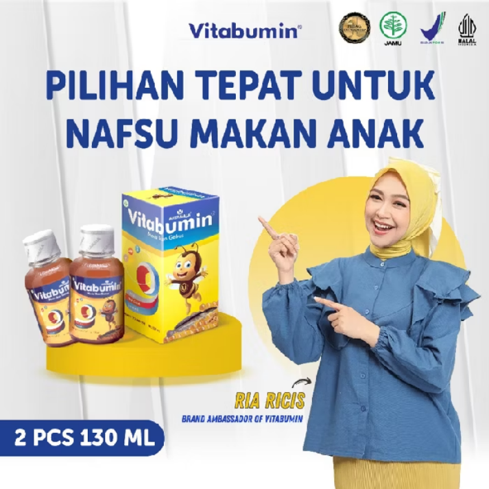 VITABUMIN - MADU PENAMBAH NAFSU MAKAN ANAK, PAKET 2 BOTOL 130 ML ~ Rp.98.000